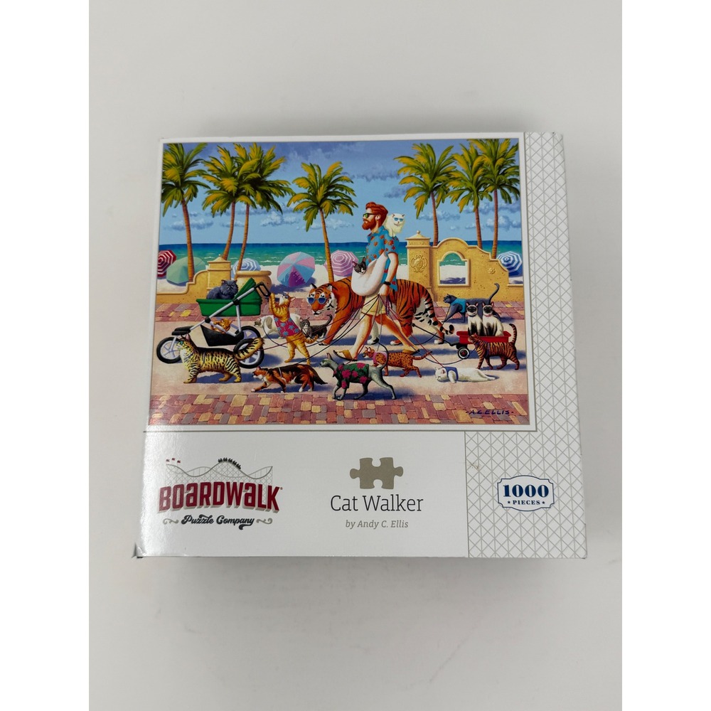 Boardwalk Cat Walker 1000 Piece Puzzle Andy C Ellis Complete USA Made Book Box